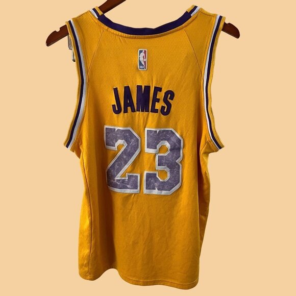 Vintage Nike Los Angeles Lakers Tank Top Adult Yellow Basketball LeBron James - Picture 2 of 8